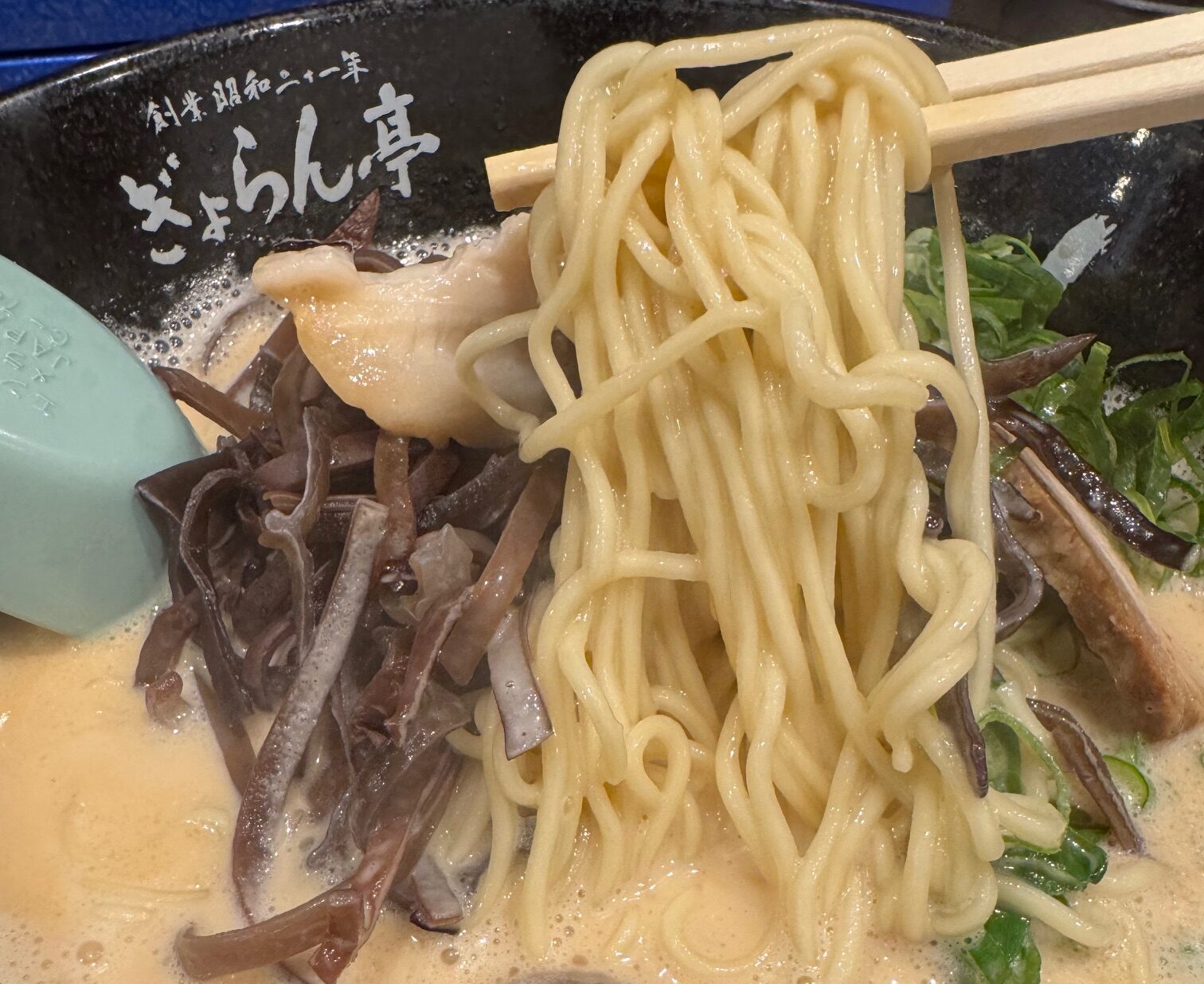どろラーメンの濃厚な泡系スープと中太麺、チャーシュー