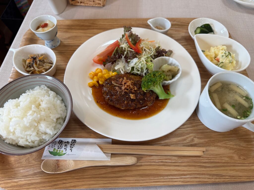 色とりどりに盛りつけられたcafe はるのねのおまかせプレートランチ