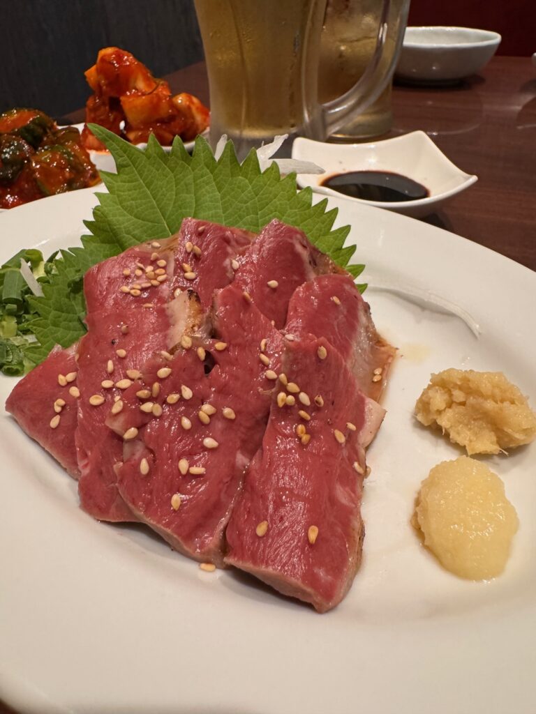 佐賀にある焼肉季咲楽の炙り牛ハツ刺し